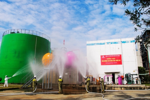 Công ty Cổ phần Nhiệt điện Hải Phòng tổ chức diễn tập ứng phó sự cố hoá chất