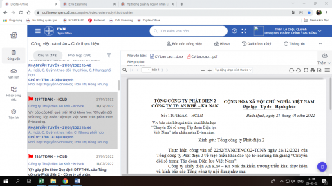 Thủy điện An Khê – Ka Nak: Ứng dụng chuyển đổi số trong hoạt động quản trị hành chính văn phòng