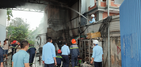 Công ty Cổ phần Nhiệt điện Hải Phòng tham gia chữa cháy nhà dân trên địa bàn