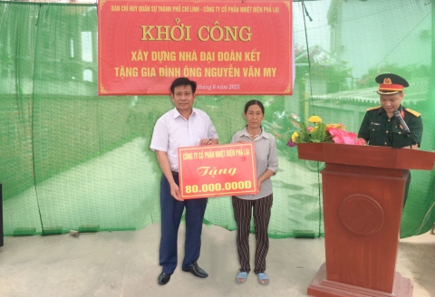 Nhiệt điện Phả Lại hỗ trợ kinh phí xây dựng “Nhà đồng đội – Nhà Đại đoàn kết”