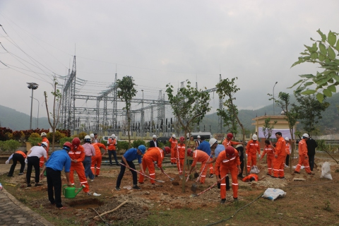 Thủy điện Trung Sơn trồng cây nhớ Bác