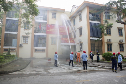 Nhiệt điện Hải Phòng thực tập phương án chữa cháy và cứu nạn cứu hộ nhiều lực lượng năm 2024