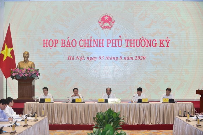 Họp báo Chính phủ thường kỳ tháng 7/2020. Nguồn ảnh: VGP