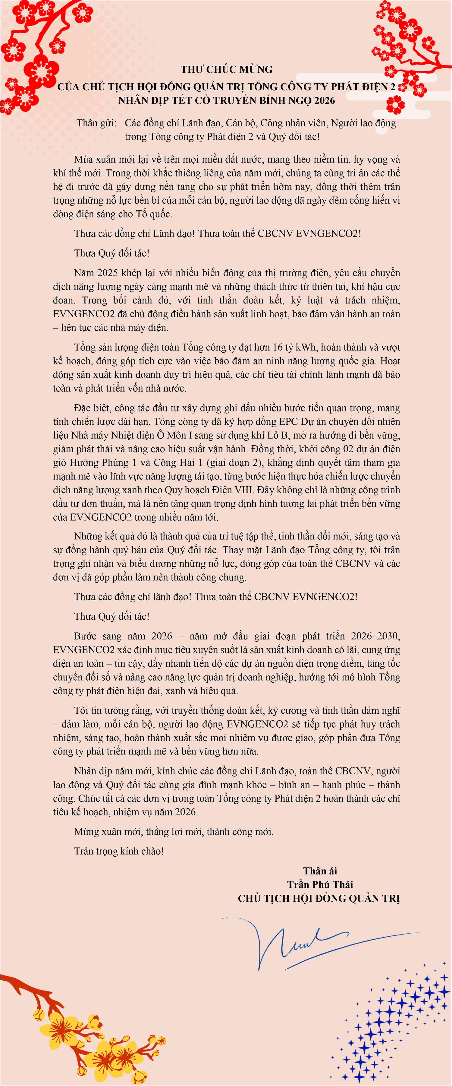 Thu chuc Tet Chu tich HDQT nam 2026